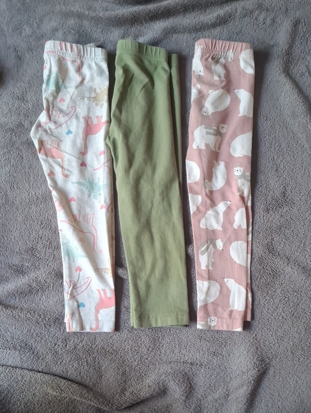 Carter's Girls 3-Pack Leggings - White, Olive Green, Blush Pink